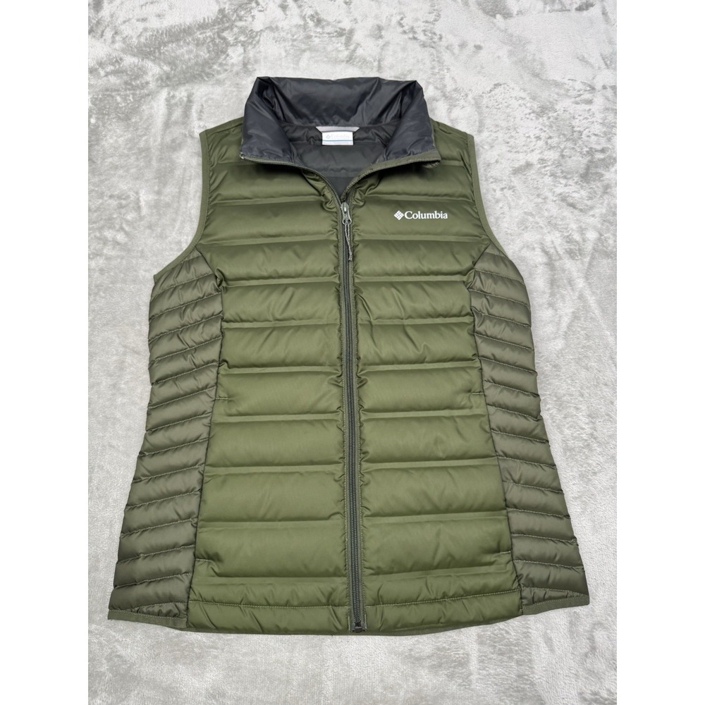 Columbia Green 650 Puffer Vest Mens Small Down Filled Full Zip Gorpcore Hiking